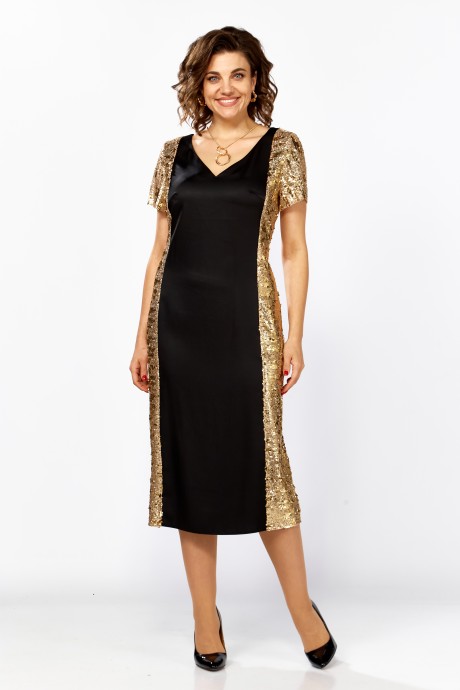 Вечернее платье Mira Fashion 5632 черный, золото размер 50-56 #1