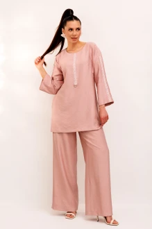 Брючный костюм Galean Style 1005 двойка розовый