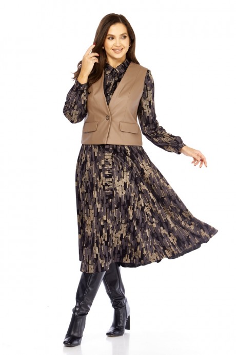 Костюм Милора Стиль 1380/1 черный, капучино размер 46-50 #2