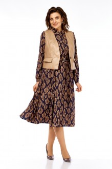Костюм Милора Стиль 1380/1 черный, капучино (листья)