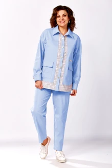 Брючный костюм Милора Стиль 1440 двойка голубой