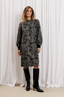 Платье GIZART 7385 /1 серо-черный, цветы