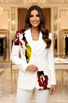 Жакет (пиджак) GIZART 15377 -2 молочный, цветы
