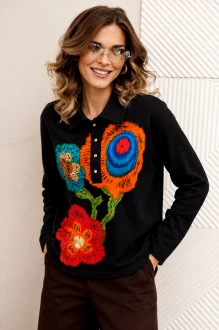 Джемпер (кофта) GIZART 15409 .1 черный,оранжево-синий принт