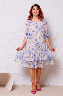 Платье Мублиз плюс 114 белый, принт цветы