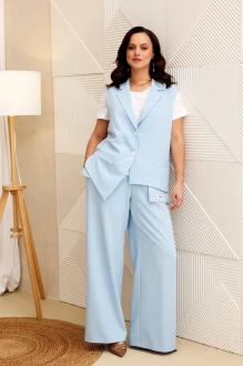 Брючный костюм Мублиз плюс 336 тройка голубой
