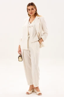 Брючный костюм Fantazia Mod 5422 тройка белый, полоска