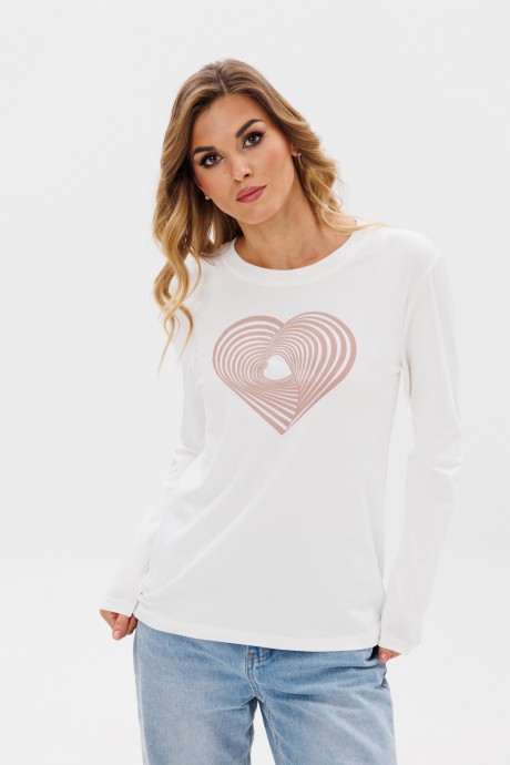 Джемпер (кофта) PRATA wear S026 белый, розовый размер 42-52 #2