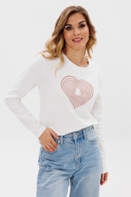 Джемпер (кофта) PRATA wear S026 белый, розовый размер 42-52 #3