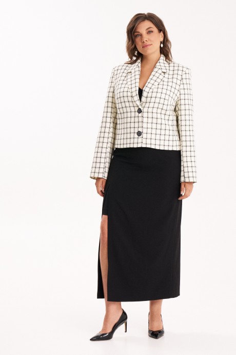Костюм/комплект KaVari plus size 8050 двойка молочный, черный размер 44-60 #2