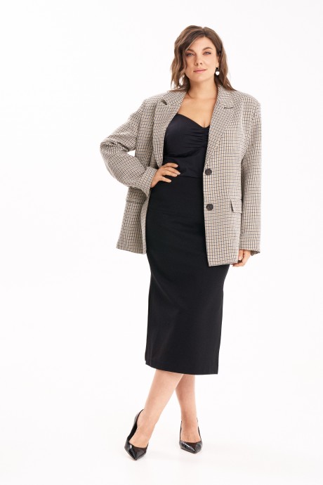 Жакет (пиджак) KaVari plus size 6008 беж размер 44-60 #4
