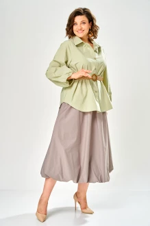 Юбочный костюм KaVari plus size 8073 двойка олива, серо-фиолетовый