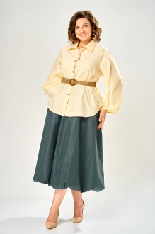 Юбочный костюм KaVari plus size 8073 двойка .1 сливочное масло, хаки