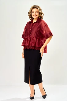 Костюм KaVari plus size 8062 .6 бордовый, черный