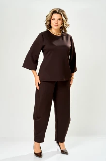 Брючный костюм KaVari plus size 8074 двойка .1 коричневый